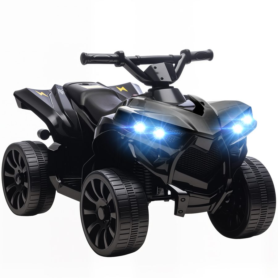 AIYAPLAY Kinder Quad Elektro 6V Kinderquad mit Vorwärts-, Rückwärtsfunktion, Musik, LED-Scheinwerfer, Kinderfahrzeug Elektro-Quad für Kinder von 3-8 Jahren Schwarz   Aosom von AIYAPLAY