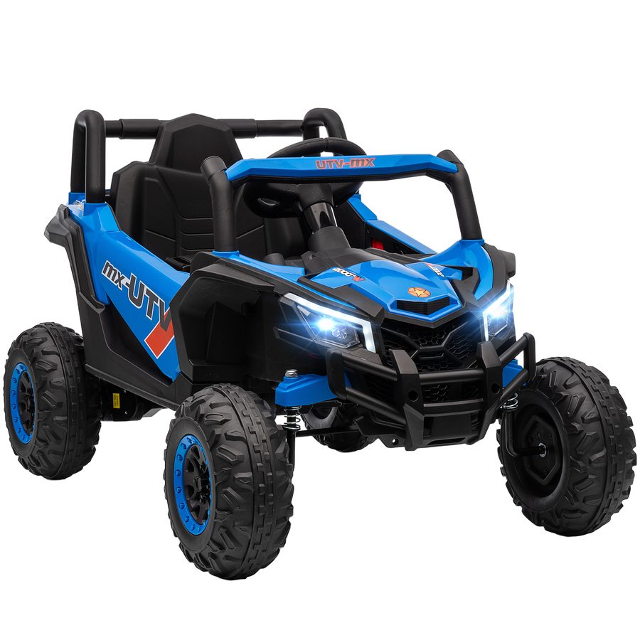 AIYAPLAY Kinder Elektroauto 12V Kinderauto UTV mit 2,4 GHz Fernbedienung, 2 Motor, Kinderfahrzeug mit Softstart, Federungssystem, LED-Leuchten, Musik, USB-Anschluss, Hupe für 3-5 Jahre, Blau   Aosom von AIYAPLAY