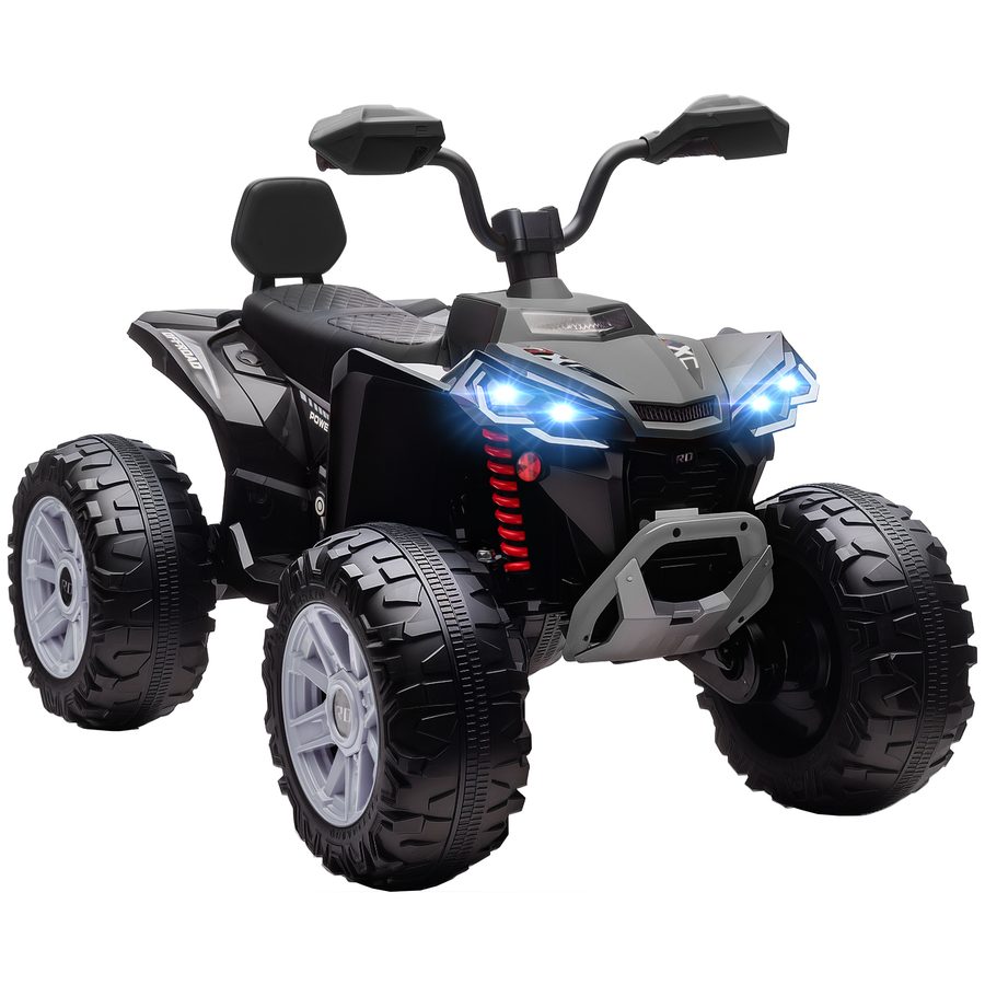 AIYAPLAY 24V Elektro Quad für Kinder, Kinderquad mit Vorwärts-, Rückwärtsfunktion, 4 gefederten Rädern, Scheinwerfer, USB- & MP3-Anschluss, 2 Sitzer Kinderfahrzeug 4-6,5 km/h, für 3-8 Jahre, Schwarz   Aosom von AIYAPLAY