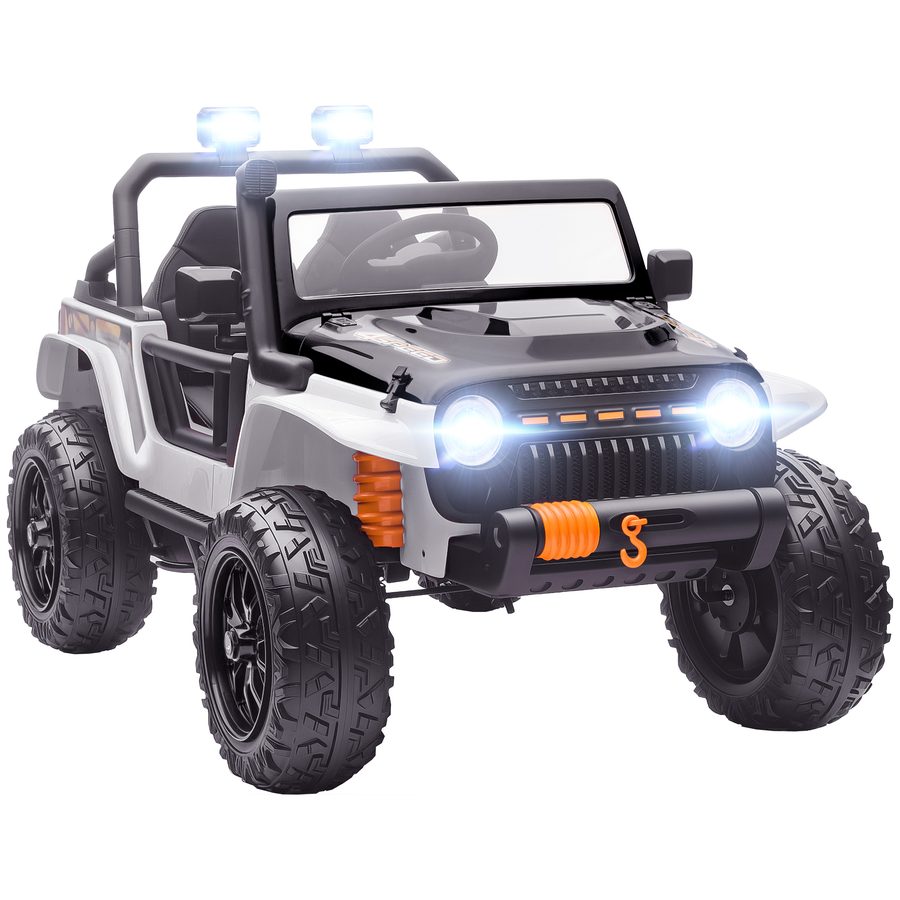 AIYAPLAY Kinder Elektroauto, 12V Kinderauto Elektrisch mit Fernbedienung, 2 Motor, Kinderfahrzeug mit Hupe, LED, Musik, Elektrofahrzeug mit Eltern-Kind-Sitz, 4 gefederten Rädern, für 3-8 Jahre, Weiß   Aosom von AIYAPLAY
