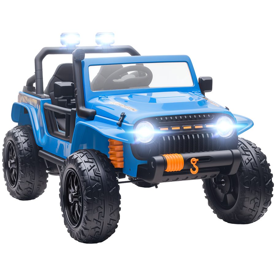 AIYAPLAY Kinder Elektroauto, 12V Kinderauto Elektrisch mit Fernbedienung, 2 Motor, Kinderfahrzeug mit Hupe, LED, Musik, Elektrofahrzeug mit Eltern-Kind-Sitz, 4 gefederten Rädern, für 3-8 Jahre, Blau   Aosom von AIYAPLAY