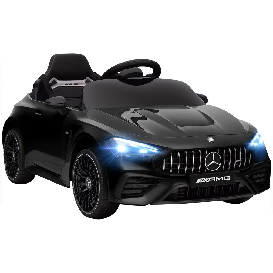 AIYAPLAY Kinder Elektroauto 12V Kinderauto mit 2,4 GHz Fernbedienung, 2 Motoren, Kinderfahrzeug mit Musik, MP3, Sanftem Start/Stopp, Hupe, Federung, LED-Leucht, Hilfsräder für 3-6 Jahre, Schwarz   Aosom von AIYAPLAY