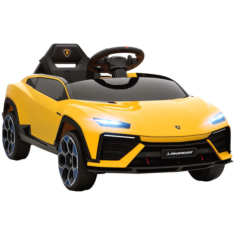 AIYAPLAY Kinder Elektroauto 12V Kinderauto mit 2,4 GHz Fernbedienung, 2 Motor, Kinderfahrzeug mit Hupe, LED, Musik, Sanftstart, Elektrofahrzeug für 3–6 Jahre Kinder, Gelb   Aosom von AIYAPLAY