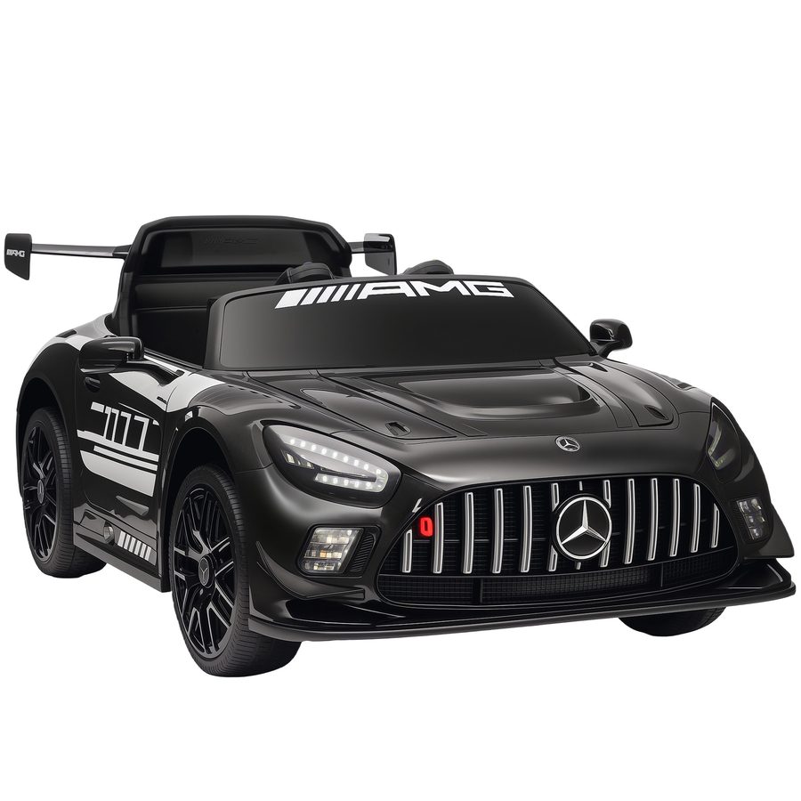 AIYAPLAY Kinder Elektroauto Mercedes-AMG, 12V Kinderauto mit 2,4GHz Fernbedienung, 2 Motor, kabelloser Musik Kinderfahrzeug mit LED-Leuchte Hupe Sanftstart Stützrädern Zugstange für 3-8 Jahre Schwarz   Aosom von AIYAPLAY