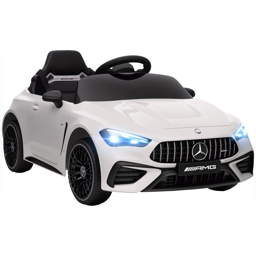 AIYAPLAY Kinder Elektroauto 12V Kinderauto mit 2,4 GHz Fernbedienung, 2 Motoren, Kinderfahrzeug mit Musik, MP3, Sanftem Start/Stopp, Hupe, Federung, LED-Leucht, Hilfsräder für 3-6 Jahre, Weiß   Aosom von AIYAPLAY