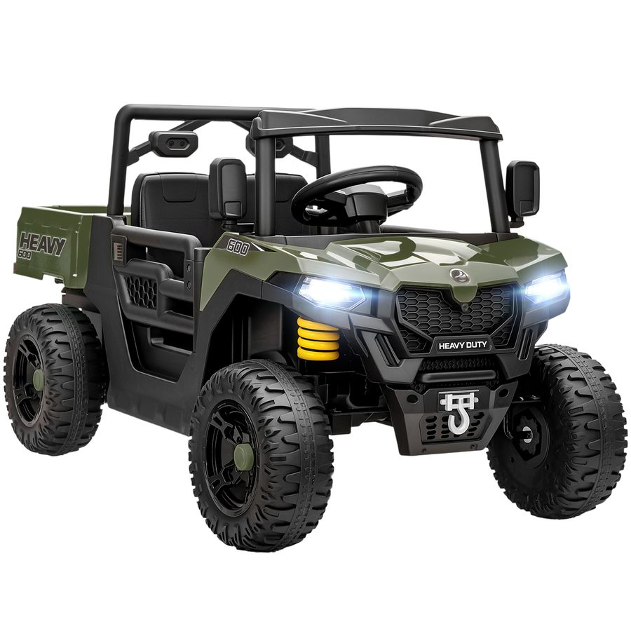 AIYAPLAY Kinder Elektroauto 12V Kinderauto UTV mit 2,4 GHz Fernbedienung, 2 Motor, Kinderfahrzeug mit Softstart, Federungssystem, Kofferraum, Musik, USB-Anschluss, Hupe, für 3-8 Jahre, Grün   Aosom von AIYAPLAY