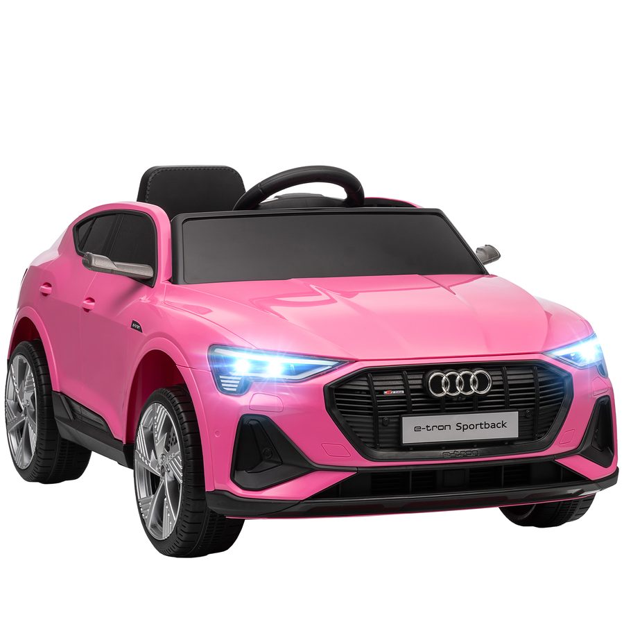 HOMCOM Elektro Kinderauto 12V Elektrofahrzeug Audi E-tron Elektroauto mit Fernbedienung, Sicherheitsgurt, Musik (MP3/USB/TF), Kinderfahrzeug für Kinder 3-5 Jahre, 3-5 km/h, Rosa   Aosom von HOMCOM