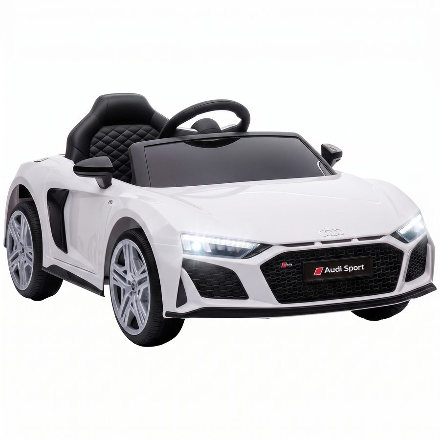 AIYAPLAY Kinder Elektroauto 12V Kinderauto mit Fernbedienung Lithium-Akku 2 Motor Sanftanlauf Hinterradfederung, Kinderfahrzeug mit LED-Scheinwerfern Hupe Musik Sicherheitsgurt für Kinder ab 3 Weiß   Aosom von AIYAPLAY