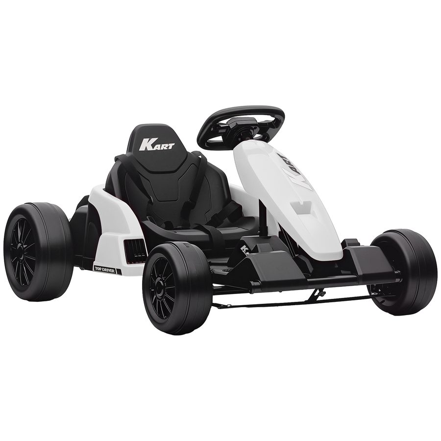 AIYAPLAY 24 V Elektro Go-Kart für Kinder Bis 18 Km/h Gokart mit Drift-Funktion, Drift-Kart mit 2 Motoren verstellbar Sitz Sanftanlauf 5-Punkt-Gurt Musik, Kinderauto Kinderfahrzeug für 6-12 Jahre Weiß   Aosom von AIYAPLAY