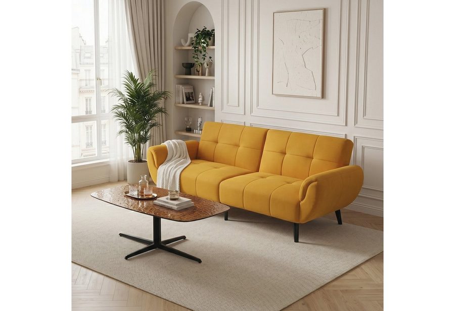 Jiexi 3-Sitzer Modernes Sofa aus Leinenstoff, 3-Sitzer-Couch mit Massivholzbeinen von Jiexi