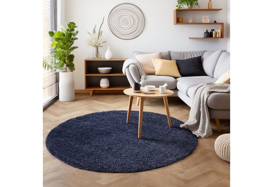 SIMPEX24 Teppich Unicolor - Einfarbig, Rund, Höhe: 30 mm, Einfarbig Shaggy Teppich Wohnzimmer Langflor Versch. Farben und Größen von SIMPEX24