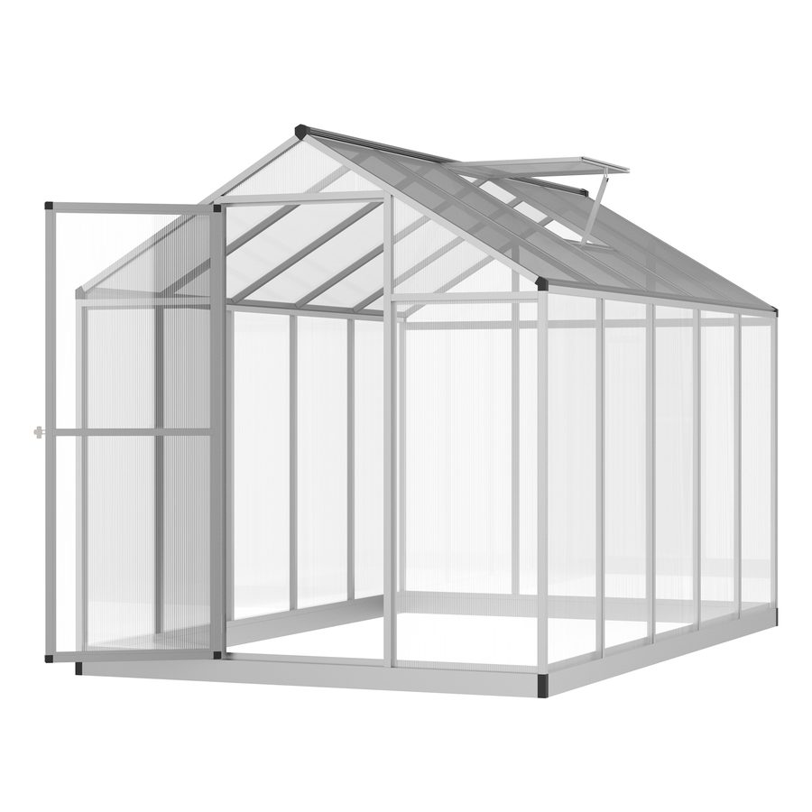 Outsunny Gewächshaus 3 x 2 m Aluminium Polycarbonat 5,5 m² Fundament Lüftungsfenster Tür mit Riegel   Aosom von Outsunny