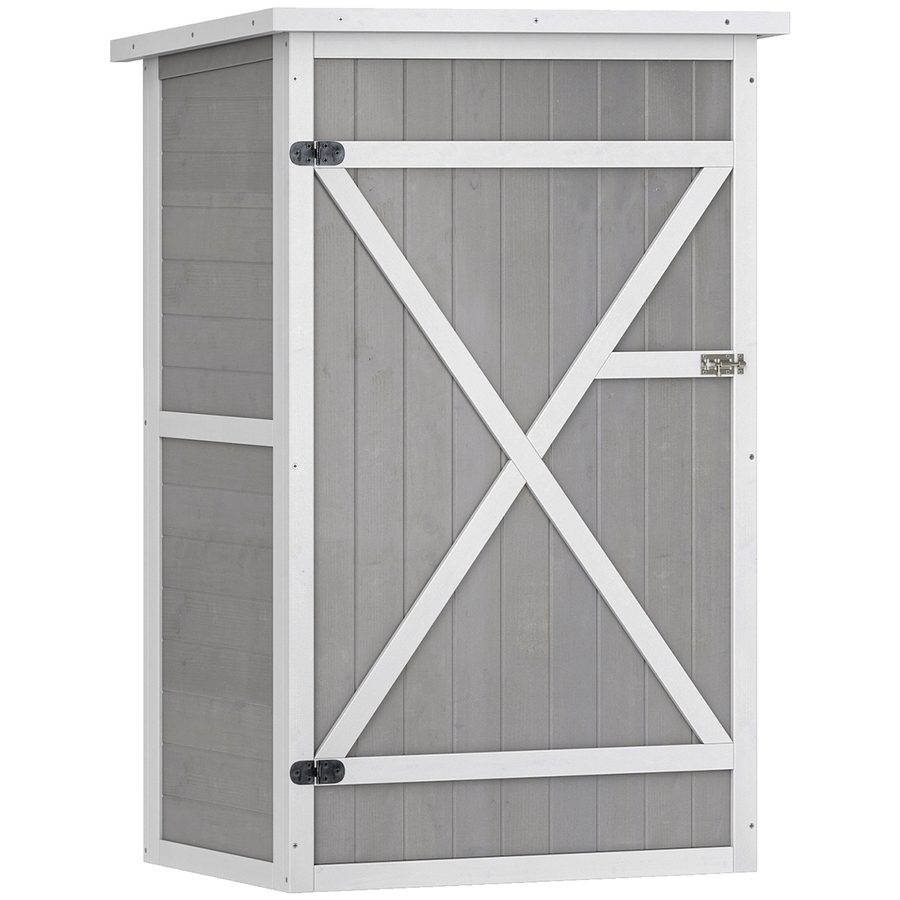 Outsunny Gartenhaus Gerätehaus Regalböden Tanne Schwarz+Grau+Weiß 75x56x115cm   Aosom von Outsunny