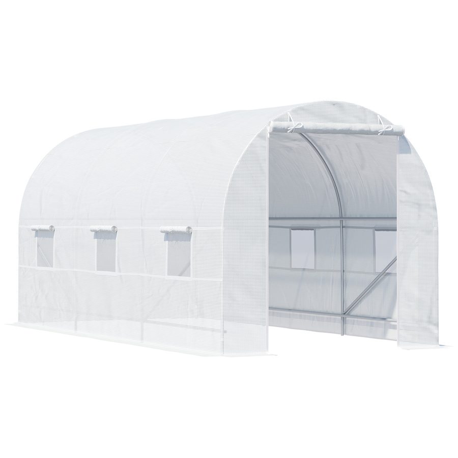 Outsunny Gewächshaus 2 x 4 m, stabiles Foliengewächshaus, Gewächshausfolie UV beständig, Weiß   Aosom.de von Outsunny