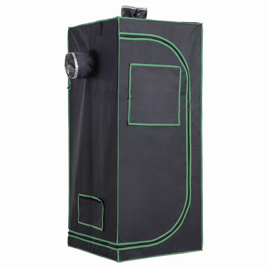 Outsunny Growbox Growzelt Growschrank Gewächshaus Zuchtschrank Pflanz 600D Oxford Tuch Stahl Schwarz+Grün 60 x 60 x 140 cm   Aosom von Outsunny
