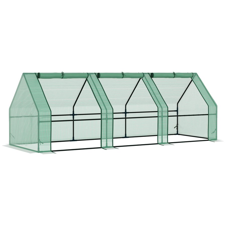 Outsunny Gewächshaus Treibhaus Tomatenhaus Frühbeet 270x90x90cm grün für Garten Balkon & Pflanzen   Aosom.de von Outsunny
