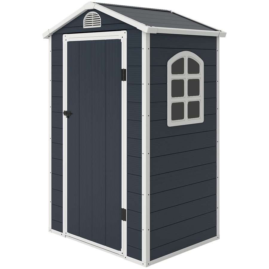 Outsunny Gerätehaus Gartenhaus Geräteschuppen mit Lüftungsfenster Pultdach Metall Grau 134 x 104 x 204 cm für Garten & Outdoor   Aosom.de von Outsunny