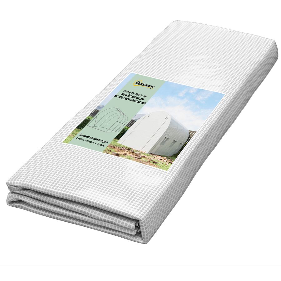 Outsunny Polyethylenfolie 3x2x2m Ersatzfolie mit 6 Fenster für Gartentunnel Gewächshaus Folientunnel aus Polyethylen Weiß   Aosom von Outsunny
