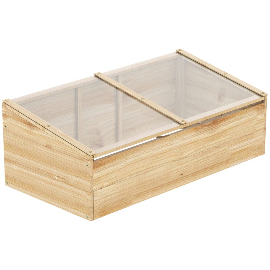 Outsunny Gewächshaus  Holz Frühbeetkasten, Treibhaus & Garten Pflanzkasten-System, 100x50x35 cm, Natur, Tanne, PC-Platte  Aosom von Outsunny