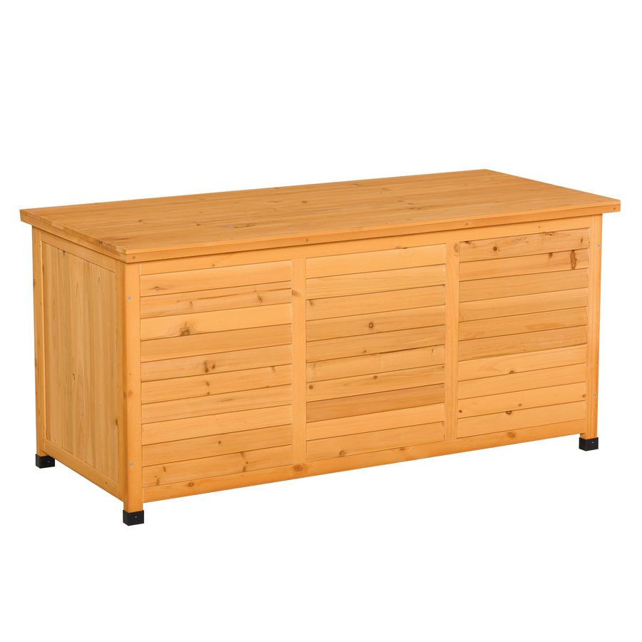 Outsunny Gartenschrank Gerätehaus Gerätescharank wasserbeständig Tannenholz dauerhaft große Raum 127 x 56 x 60 cm Gelb   Aosom von Outsunny