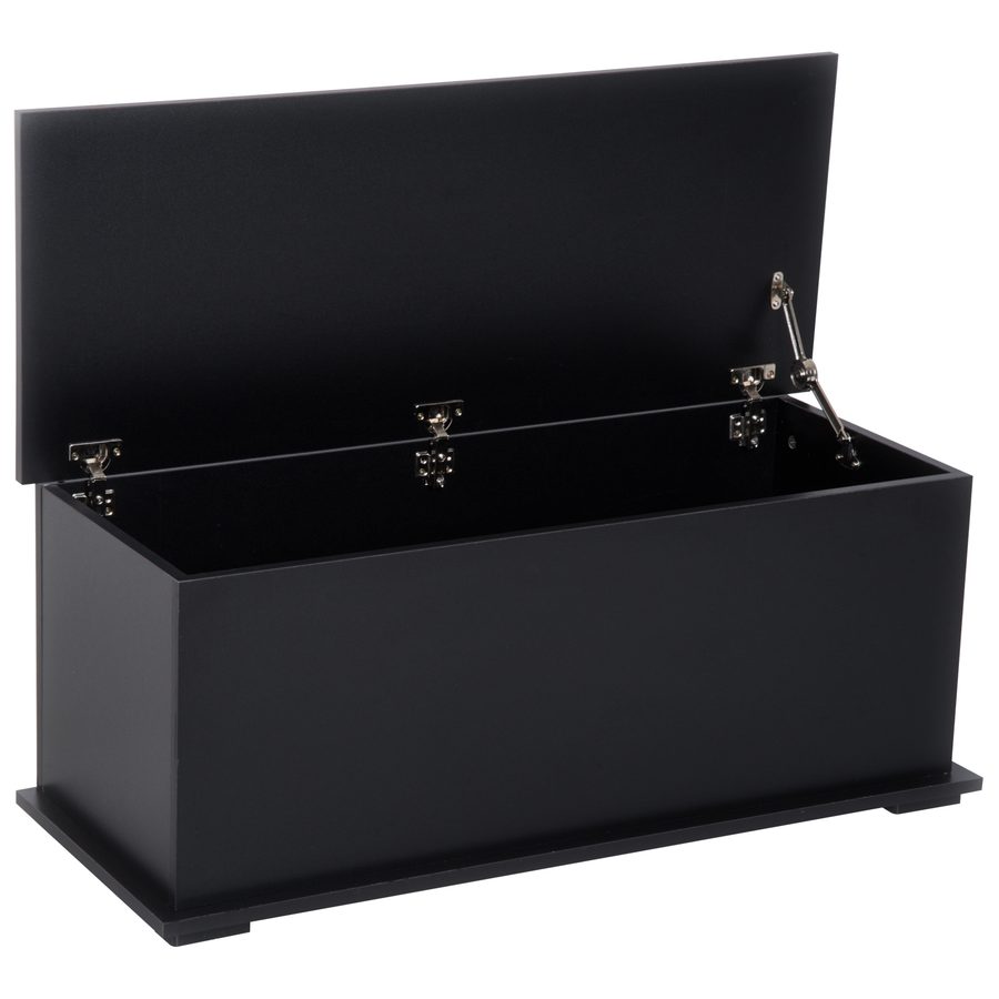 HOMCOM Aufbewahrungsbox Holzkiste Sitztruhe mit Stauraum Sicherheitsscharniere Holzkiste mit klappbarem Deckel Schwarz   Aosom von HOMCOM