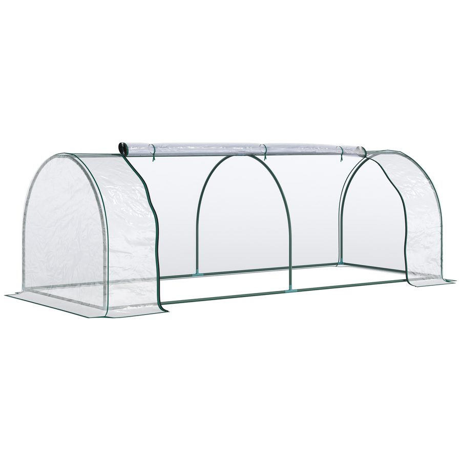 Outsunny Gewächshaus  Treibhaus mit Tür, Frühbeet, Pflanzenaufzucht, Stahl PVC, 250x100x80cm  Aosom