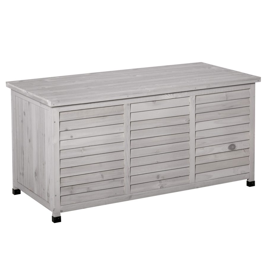 Outsunny Gartenschrank Gerätehaus Gerätescharank wasserbeständig Tannenholz dauerhaft große Raum 127 x 56 x 60 cm Grau   Aosom von Outsunny