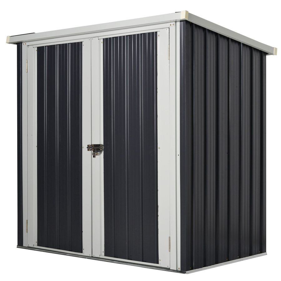Outsunny Gartenschuppen - Geräteschuppen 1,26 m² - Mülltonnenunterstand - 2 abschließbare Türen - Abmessungen 147L x 86B x 134H cm - Stahlblech Schwarz Weiß   Aosom von Outsunny