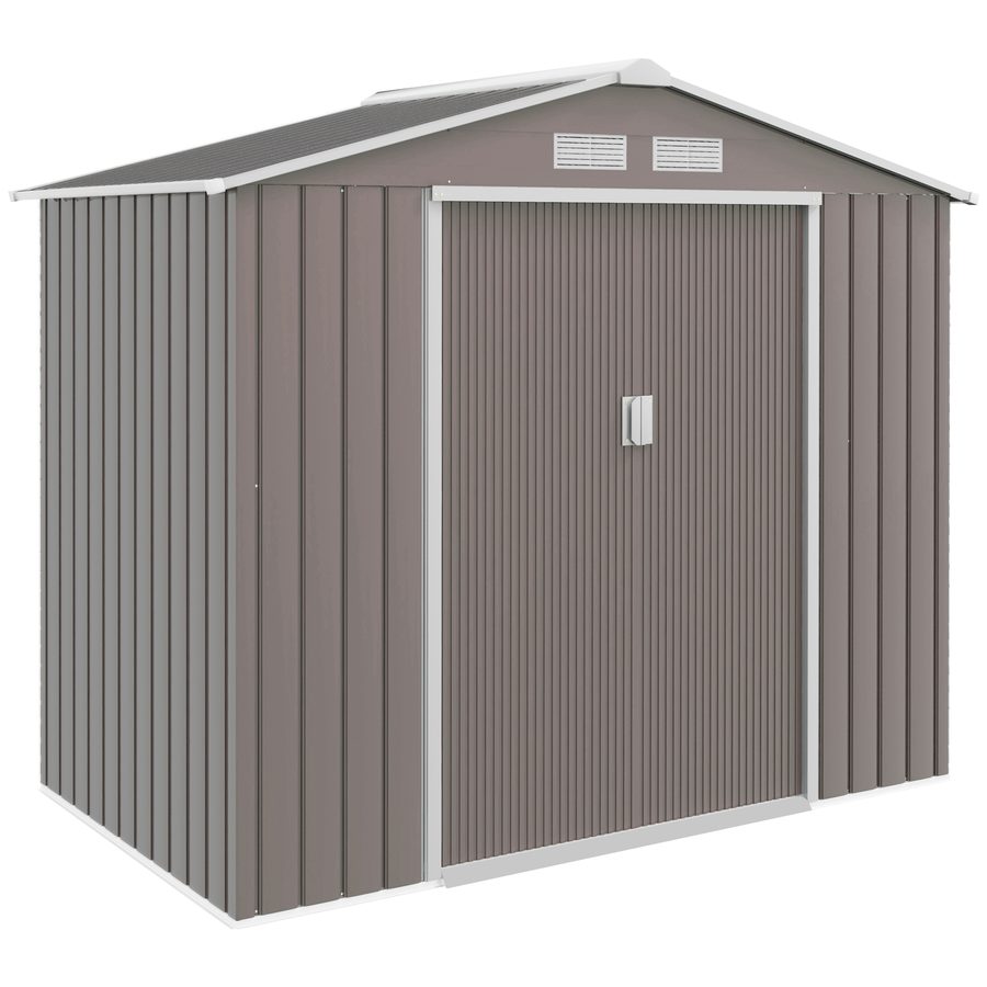 Outsunny Gerätehaus Gartenhaus mit Bodenrahmen & Schiebetüren, wetterfest, Stahl, hellgrün, 213x130x185cm für Garten & Lagerung   Aosom.de von Outsunny
