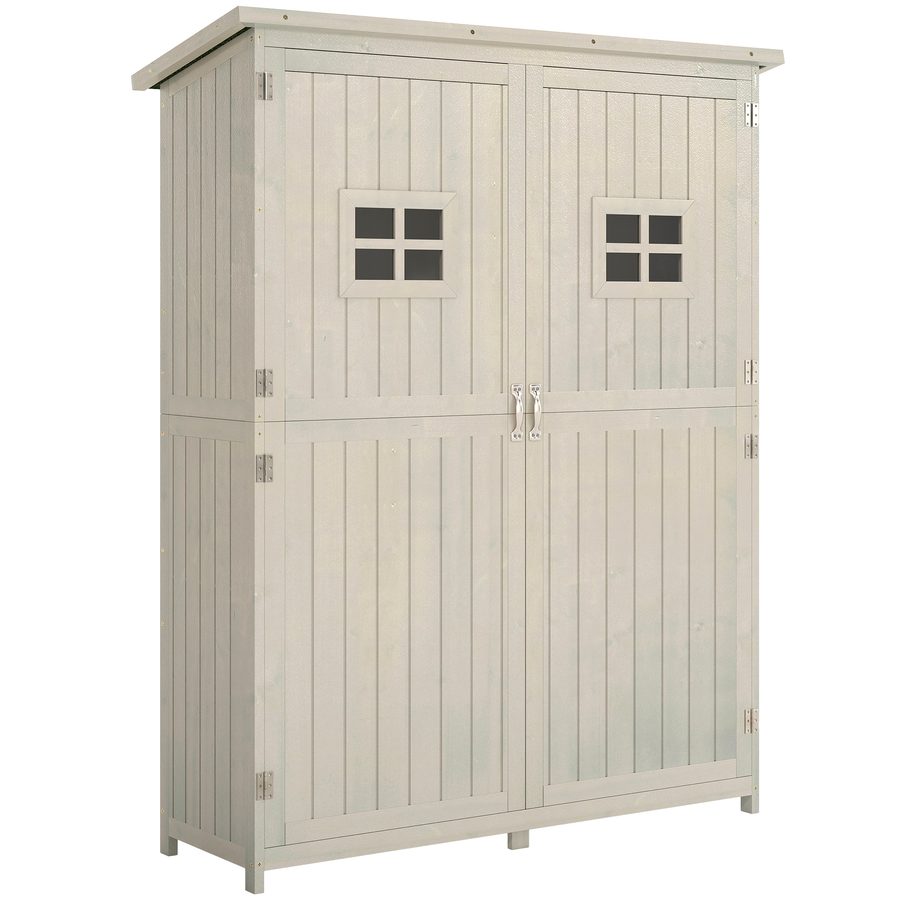 Outsunny Gartenschrank Holz Geräteschuppen wetterfest Pultdach für Gartenwerkzeug Grau 1275x500x164cm   Aosom.de von Outsunny