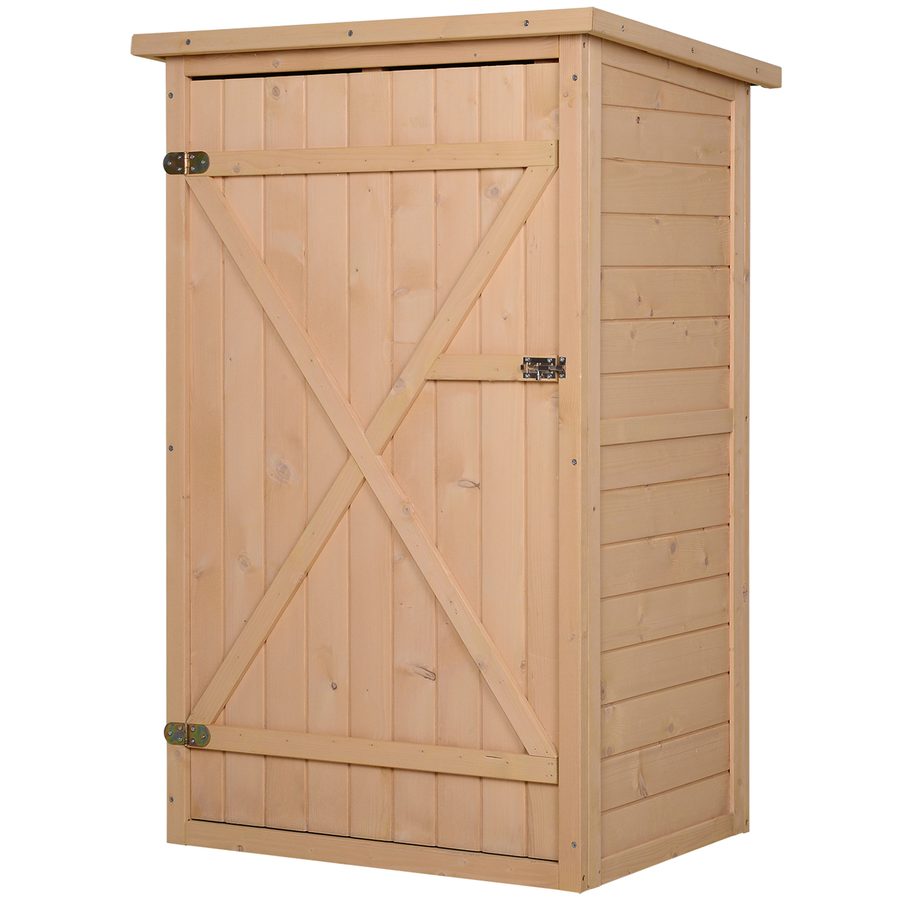 Outsunny Gartenhaus Gerätehaus Geräteschuppen mit Regalböden Geräteschuppen Lagerschuppen für Garten Tanne Naturholz 75 x 56 x115 cm   Aosom.de von Outsunny