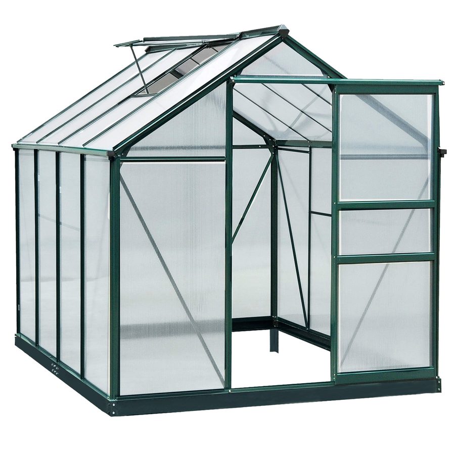 Outsunny Gewächshaus mit Aluminiumrahmen  Treibhaus mit Dachfenster, Tür, Fundament, begehbar, Witterungsbeständig, 190x252x201cm  Aosom von Outsunny