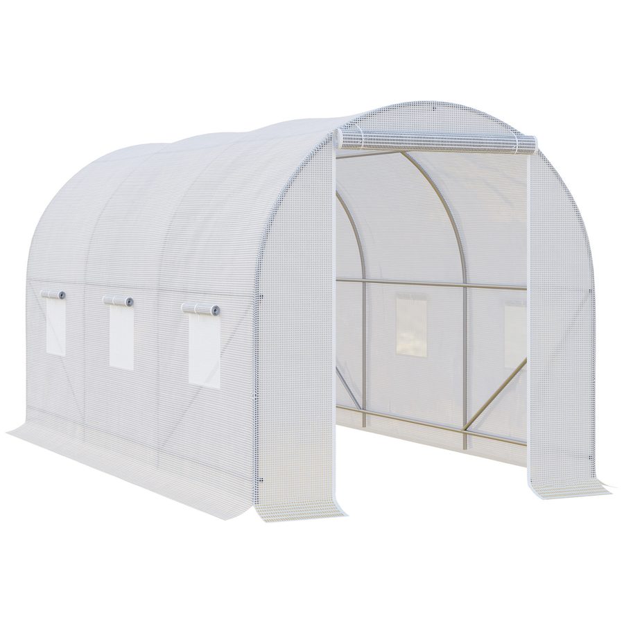 Outsunny Gewächshaus 350x200x200cm Foliengewächshaus Treibhaus Pflanzenhaus ideal für Gartenpflege & Pflanzenzucht   Aosom.de von Outsunny