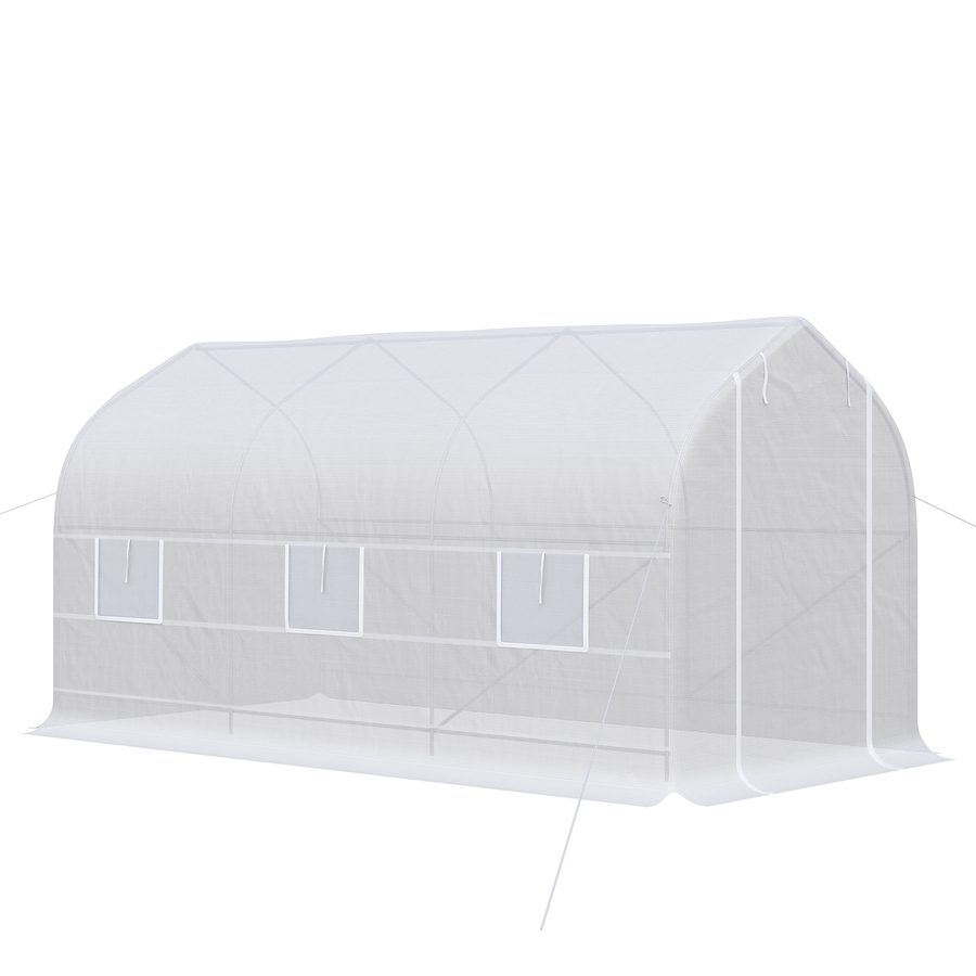Outsunny Tunnel-Gewächshaus 4x2x2 m mit aufrollbaren Türen und 6 Fenstern, Gewächshaus für Garten mit Satteldach, Metallrahmen und PE-Abdeckung, für Gemüse Blumen Obst, Weiß   Aosom von Outsunny