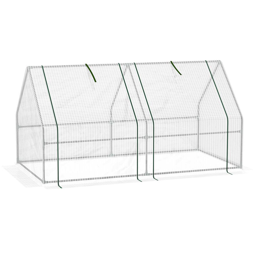 Outsunny Mini Gewächshaus Foliengewächshaus 180x90x90cm mit 2 Rollfenstern aus PE Folie für Garten Balkon   Aosom.de von Outsunny