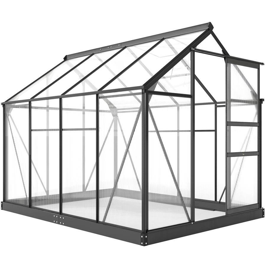 Outsunny Gewächshaus Aluminium 4,79m² 190x252x201cm mit Fundament Dachfenster Schiebetür 4 mm Platten, UV-beständig Treibhaus Aufzucht Tomatenhaus Pflanzenhaus Frühbeet für Garten Outdoor   Aosom von Outsunny