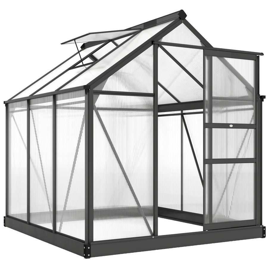Outsunny Gewächshaus Aluminium 3,65m² 190x192x201cm mit Fundament Dachfenster Schiebetür 4 mm Platten, UV-beständig Treibhaus Aufzucht Tomatenhaus Pflanzenhaus Frühbeet für Garten Outdoor   Aosom von Outsunny
