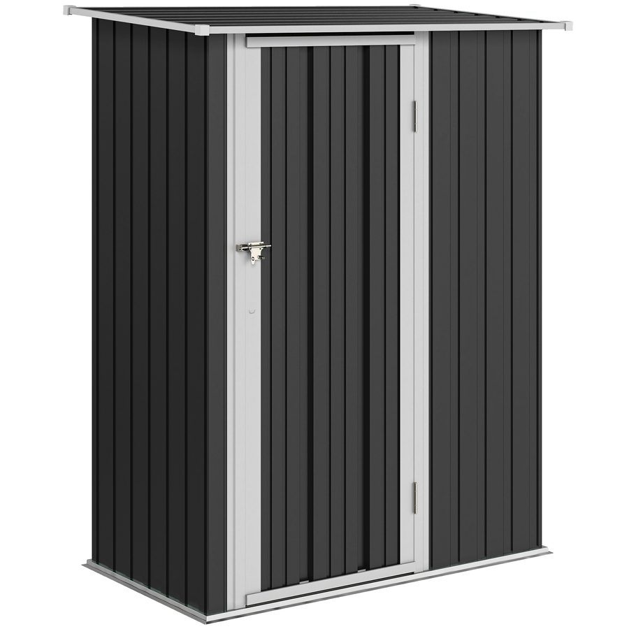 Outsunny Gerätehaus Gartenhaus Geräteschuppen mit Tür Outdoor Stahl Dunkelgrau 142 x 84 x 189 cm   Aosom von Outsunny