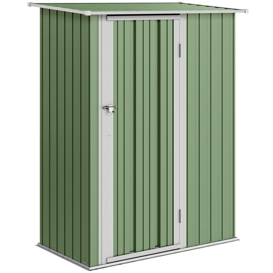 Outsunny Gerätehaus Gartenhaus Geräteschuppen mit Tür Outdoor Stahl Grün 142 x 84 x 189 cm   Aosom von Outsunny