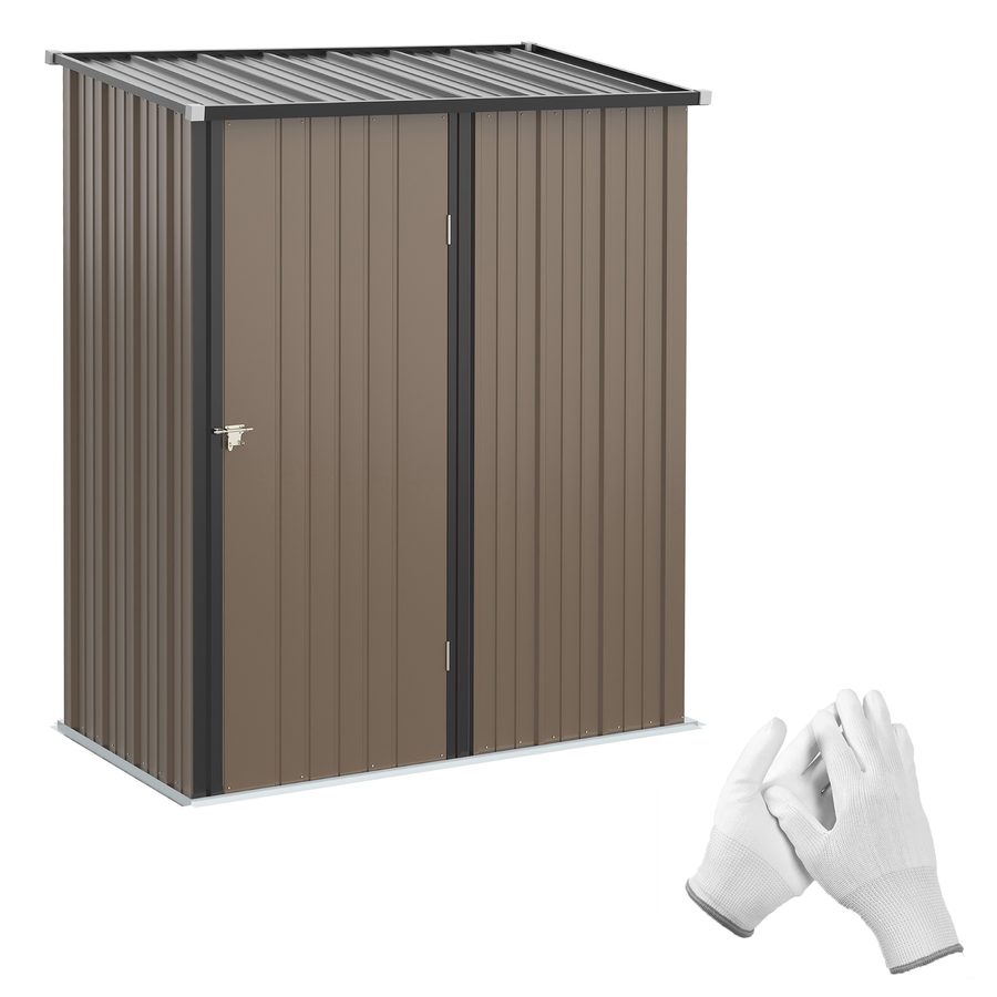 Outsunny Gerätehaus mit Pultdach 1,34 m² Metall Gartenhaus Geräteschuppen verzinkter Stahl Braun 161,5 x 94,5 x 196 cm   Aosom von Outsunny
