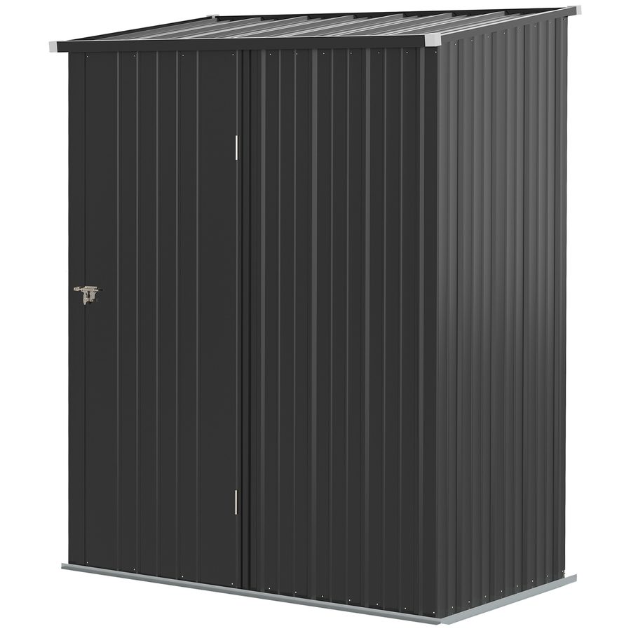 Outsunny Gerätehaus 1,34 m²  Abschließbarer Gartenschrank mit Pultdach aus verzinktem Stahl, 161,5x94,5x196cm, Schwarz  Aosom von Outsunny