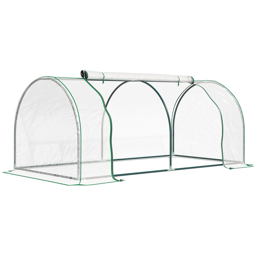 Outsunny Gewächshaus Treibhaus mit Tür 200x100x80cm, Frühbeet aus Stahl und PVC für Pflanzenaufzucht und Garten   Aosom.de von Outsunny