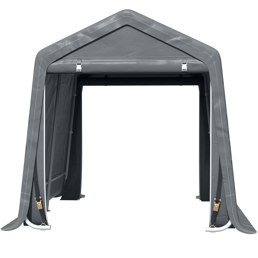 Outsunny Gartenhaus, Lagerzelt, 2 Reißverschlusstüren, Metallrahmen, Fahrradunterstand, Schutz vor leichtem Regen und Wind, 280 x 240 x 240 cm, Dunkelgrau   Aosom von Outsunny