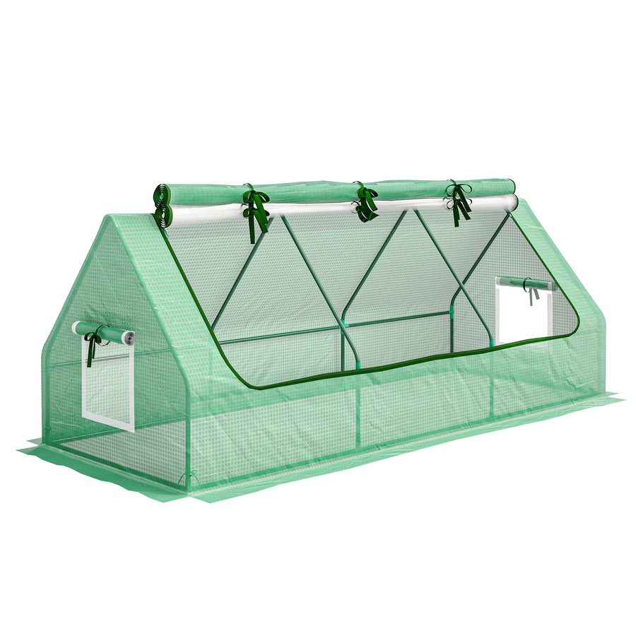 Outsunny Mini Gewächshaus Foliengewächshaus mit Mesh Fenster, UV-beständig, PE Folie, 240 x 90 x 90 cm, perfekt für Garten & Aufzucht   Aosom.de von Outsunny