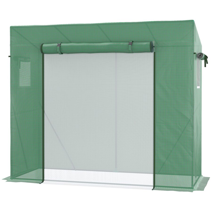 Outsunny Gewächshaus UV-Schutz 2 Fenster mit Moskitonetz + Verstärkungsstangen 200 x 77 x 169 cm Stahl PE Grün   Aosom von Outsunny