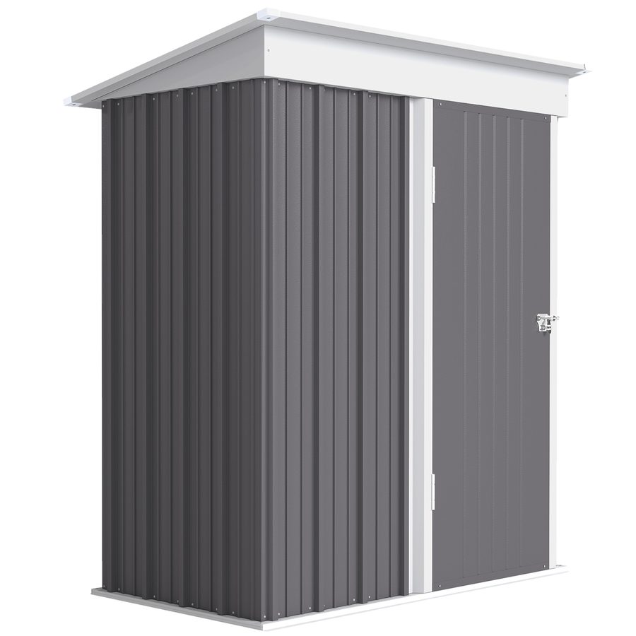 Outsunny Metall Gerätehaus 1,36m² 161 x 95 x 181cm Geräteschuppen mit Pultdach Fundament verstellbare Regale Abschließbarer Tür wetterfest Gartenhaus Outdoor Garten Schuppen für Außenbereich   Aosom von Outsunny