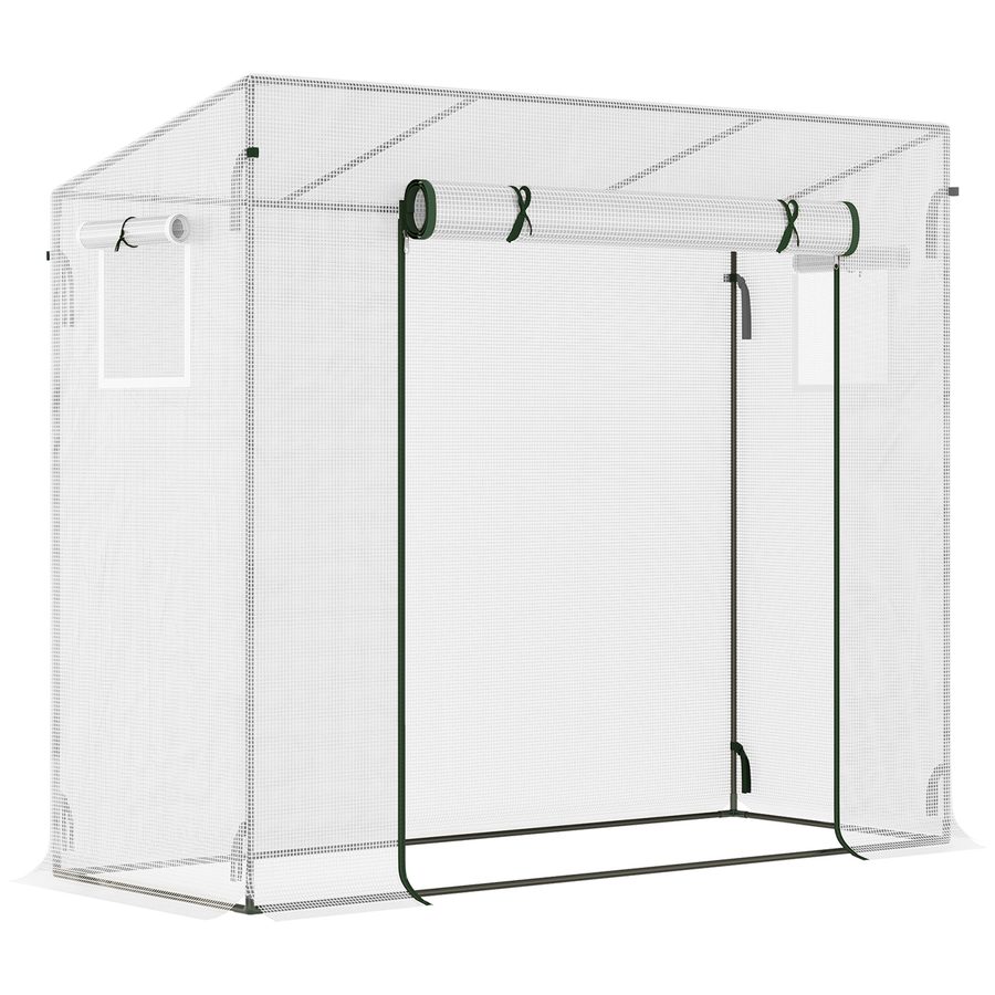 Outsunny Gewächshaus Foliengewächshaus 200x68x196cm mit Rolltür & Seitenfenster, winddicht, Stahl & PE, ideal für Gartenpflanzen   Aosom.de von Outsunny