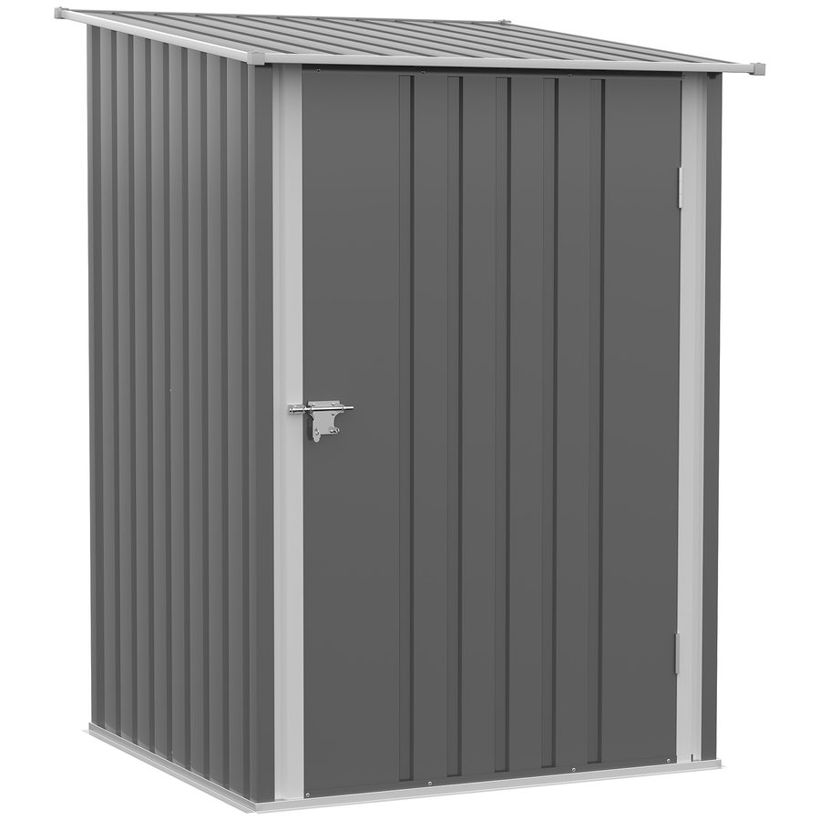 Outsunny Stahl Gerätehaus 0,92 m²  Abschließbarer Gartenschrank mit Pultdach, 100x103x160cm, Grau  Aosom von Outsunny