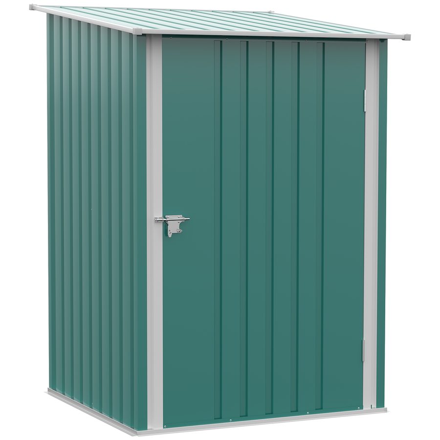 Outsunny Metall Gerätehaus 0,92 m² 100x103x160cm Geräteschuppen mit Pultdach Abschließbarer Tür Gartenhaus Outdoor Garten Schuppen Schrank für Hinterhof Außenbereich Grün   Aosom von Outsunny