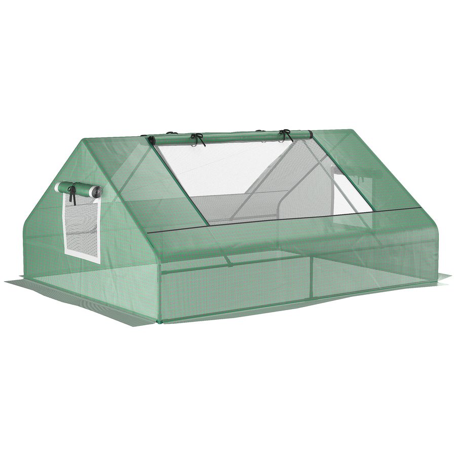 Outsunny Gewächshaus für Außen, 180x140x80 cm, Kleines Gewächshaus mit 2 aufrollbaren Türen, 2 Netzfenstern, Stahlrahmen und PE-Abdeckung 140 g/m² UV-beständig für Garten, Anbau, Pflanzen, Grün   Aosom von Outsunny